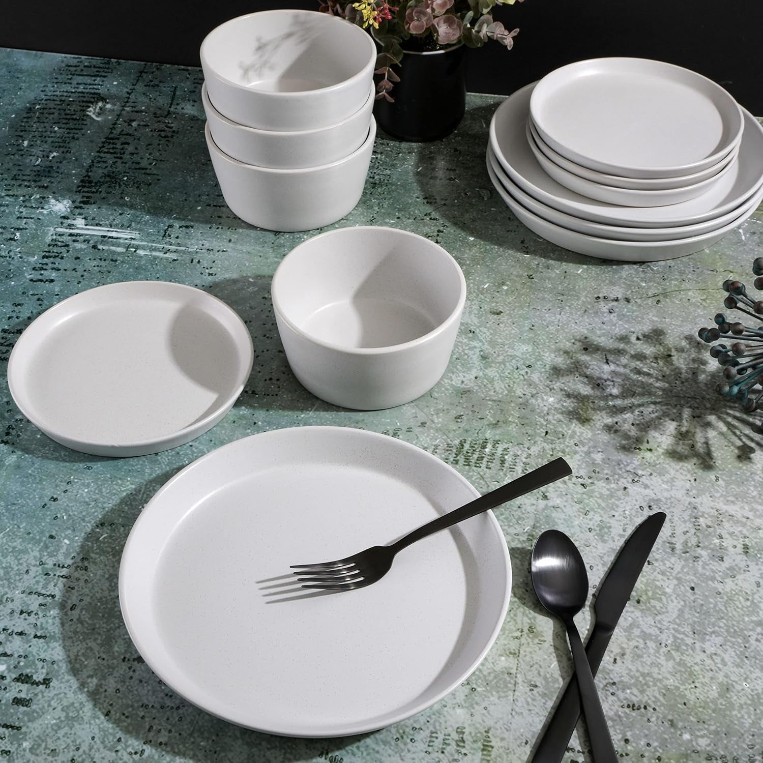 Servizio stoviglie Sofia Coupe, servizio per 4 (12 pezzi), bianco a pois