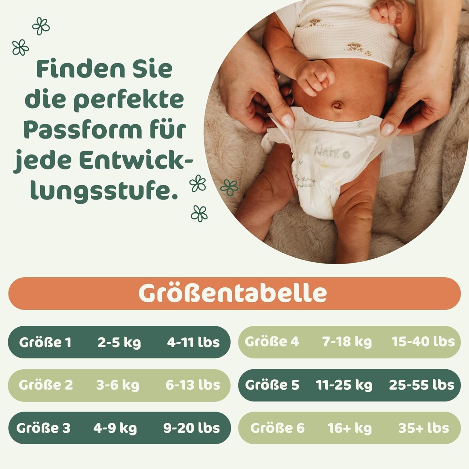 Pannolini per bambini Naty BioEmbrace, taglia 3 (4–9 kg) | Materiali 100% vegetali, delicati sulla pelle | Morbidezza traspirante, dermatologicamente testato, ottimo assorbimento | 100 pezzi.