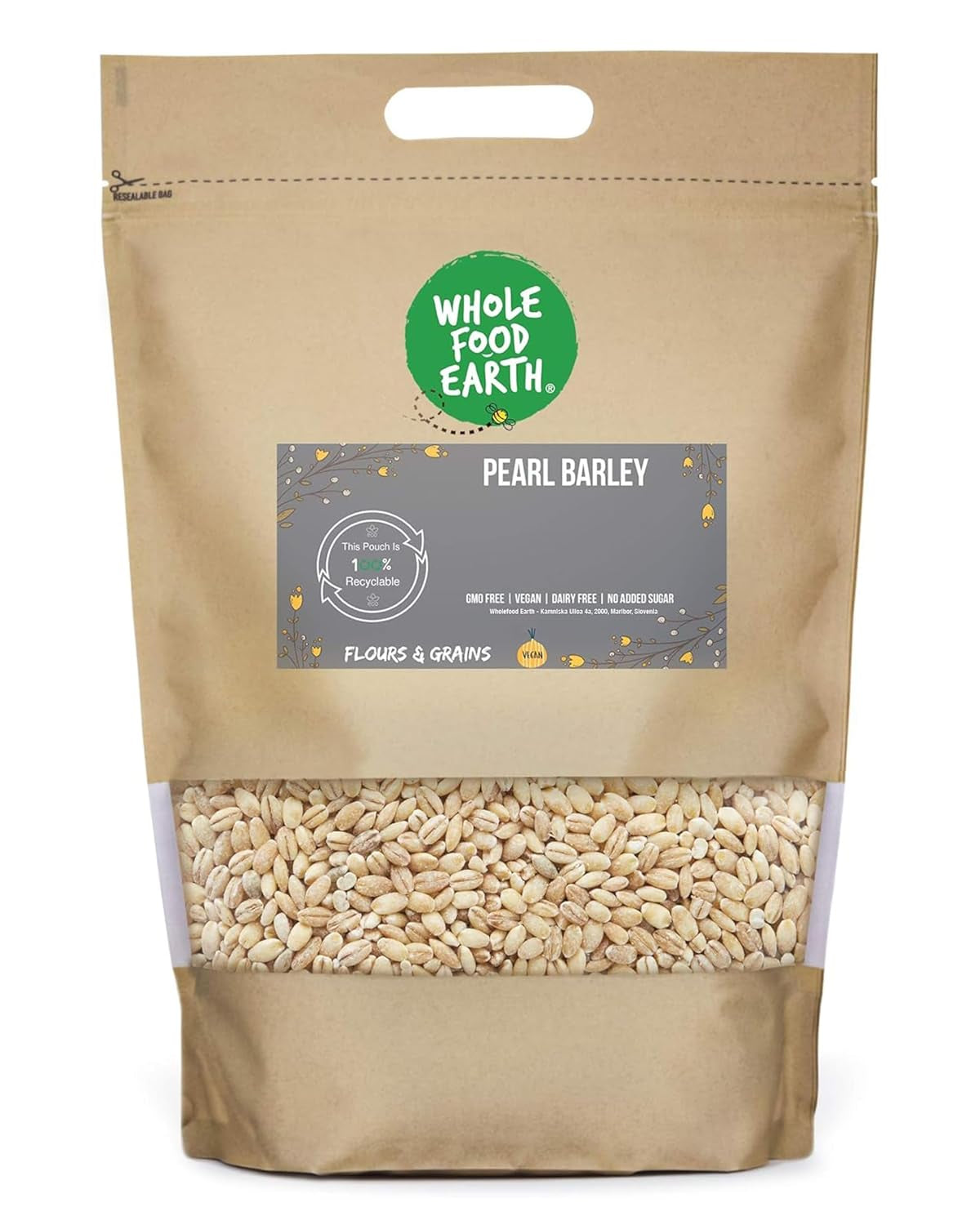 Orzo perlato integrale terrestre - non OGM - vegano - senza latticini - senza zuccheri aggiunti, 2 kg