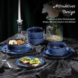 Homikit Servizio Piatti, Servizio Piatti 12 Pezzi per 4, Servizio Piatti Combo con Piatti, Piattini Dessert e Ciotole Cereali, Adatto al Microonde e alla Lavastoviglie, Elegante Blu