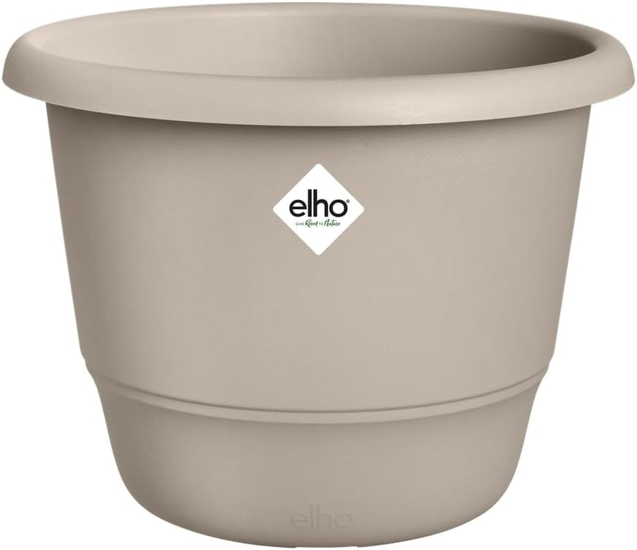 elho Amiga Round 30 - Vaso da fiori per interni ed esterni - 100% plastica riciclata - Ø 29,5 x H 20,2 cm - Beige/Beige fungo