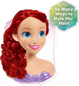 Ariel Just Play Testina per capelli della Principessa Disney 20 cm con accessori Set da 7 pezzi Giocattolo per capelli rossi per bambini dai 3 anni in su