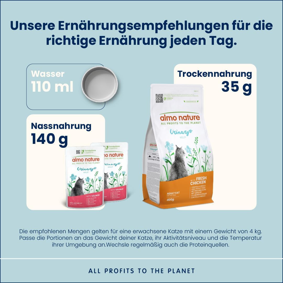 almo nature Functional Urinary Help - Alimento umido per gatti adulti con salmone - Supporta la salute delle vie urinarie - 30 buste da 70 g ciascuna