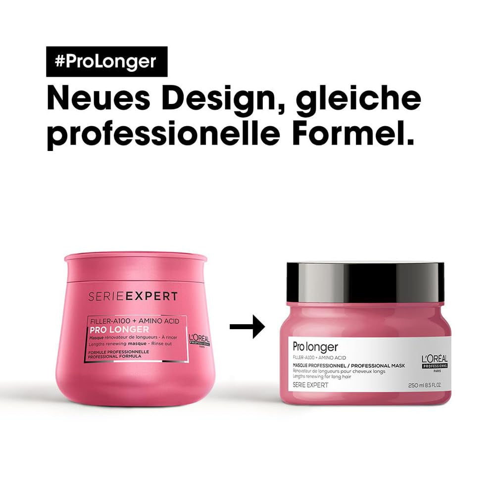 L'Oréal Professionnel Maschera rinforzante per capelli lunghi e sottili con filler A-100 e aminoacidi, Series Expert, Pro Longer Mask Hair Mask Naty Shop