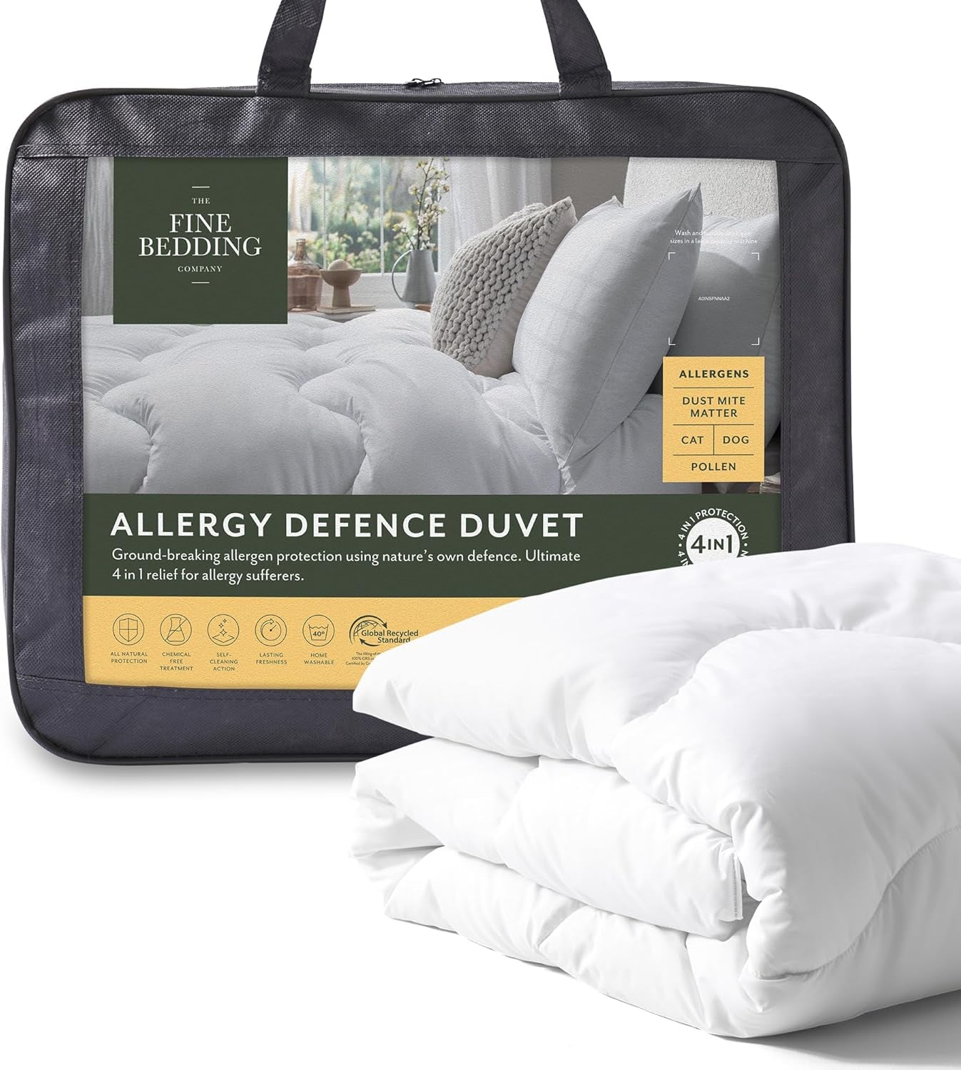 Piumino Allergy Defence, 4.5 Tog, realizzato con materiali riciclati, anallergico e anallergico, Trapunte e trapunte per letto Super King Size Naty Shop Summer (4.5 Tog) Super King