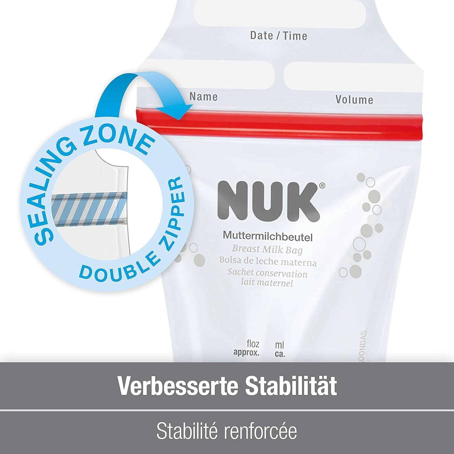 Sacchetti per latte materno NUK, salvaspazio e utilizzabili subito, 180 ml, 25 pz, trasparenti Accessori Alimentazione e Allattamento Bebe Naty Shop