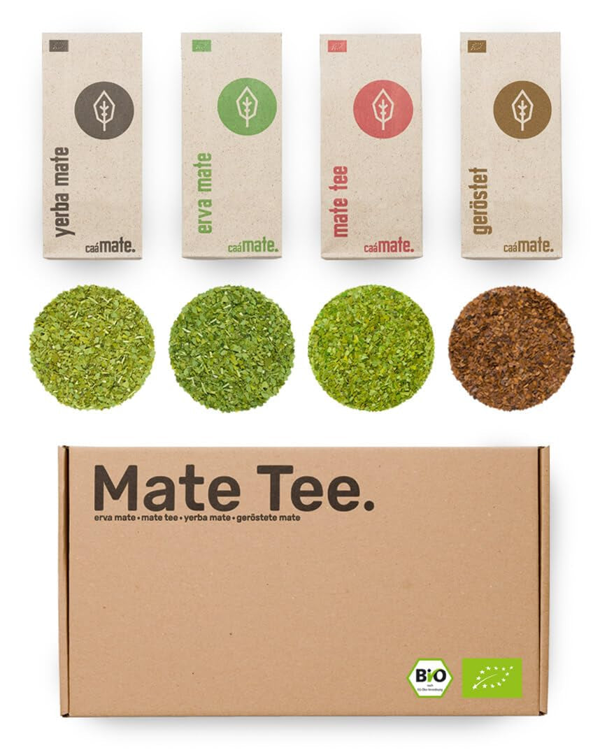 Set degustazione tè Mate ● 4 varietà di tè Mate biologico ● 100 g cadauna Erva Mate + Yerba Mate + Tè Verde Mate + Tè Mate Roasted