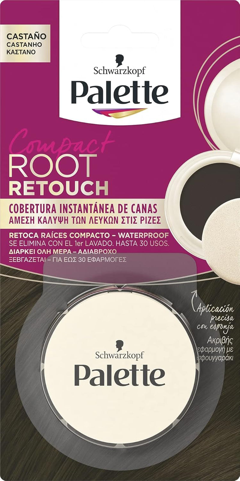 Palette Compact Root Retouch Retouch Root Powder, compatta, castano castano, 1 pz Tintura per capelli Naty Shop