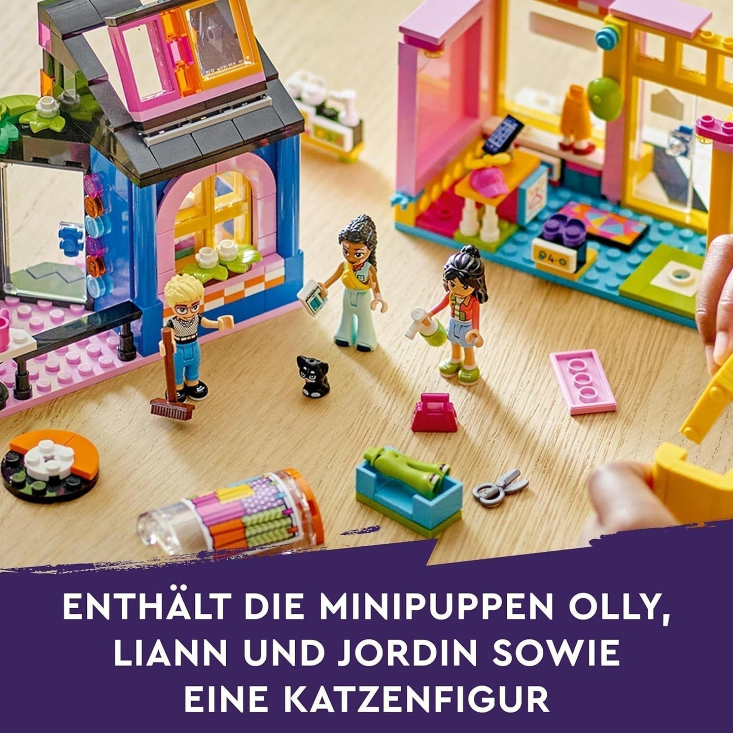 LEGO Friends Negozio di moda vintage Set da costruzione per bambini con negozio di giocattoli, personaggi e gatto, modello di gioco di ruolo per lo sviluppo socio-emotivo, regalo per bambine e bambini di 6 anni 42614 Set da costruzione Besuche den LEGO-Store