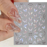 Glänzend Aurora Shell Schmetterling Nagelsticker Selbstklebend, Erleichterung Schmetterlinge Nail Sticker Rosa Laser Schmetterling Nagelaufkleber Für Frauen Nageldesign Zubehör Nagel Zubehör Nail Art
