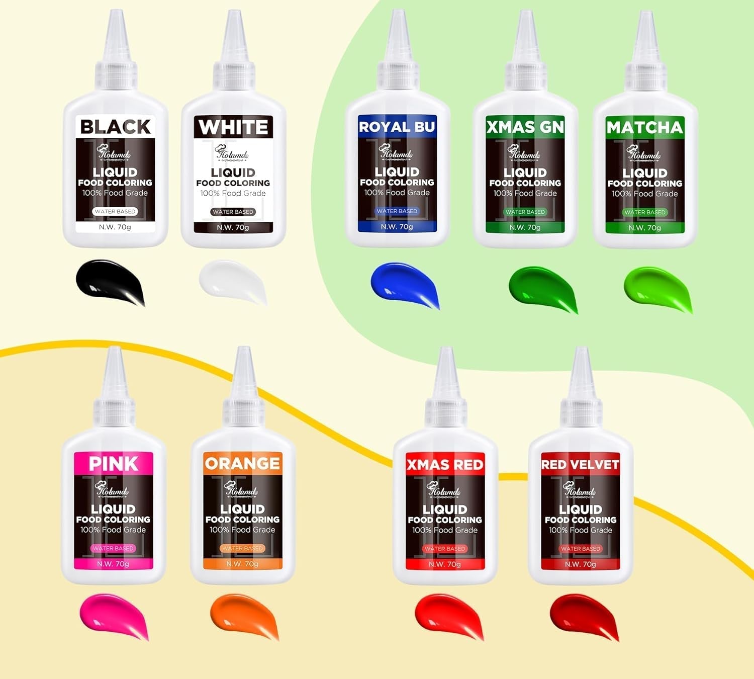 Colorante alimentare liquido, set colorante alimentare Red Velvet per torte da forno, amaretti, biscotti, colorante alimentare per decorare torte, liquido per colorare bevande (70 g x 3)