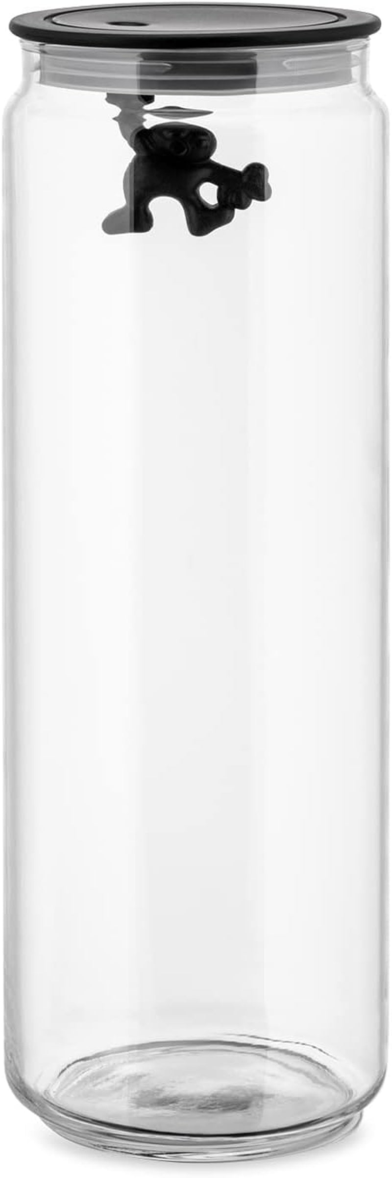 Alessi "Gianni" Barattolo da cucina in vetro con coperchio sigillato, Resina termoplastica, Nero, 27,5 x 13,5 x 28 cm Scatole per alimenti Naty Shop Vetro, Nero 27,5 x 13,5 x 28 cm