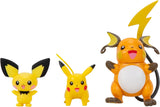 Pokemon PKW2778 Seleziona confezione da 3 con Pichu e Pikachu e Raichu Battle Figures Evolution Multipack da 7,6 cm Stile 2 Action Figures Naty Shop Confezione multipla - Pichu, Pikachu, Raichu