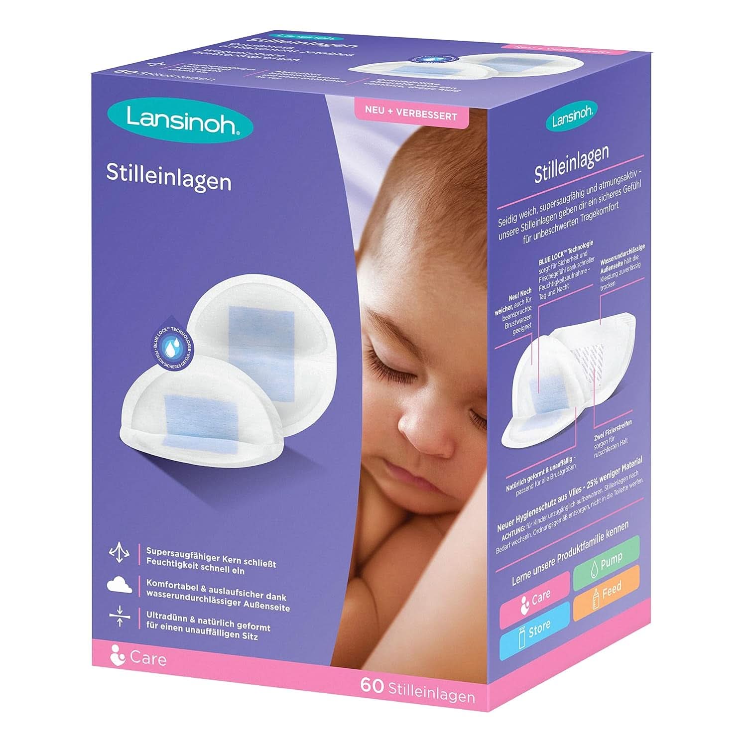 Lansinoh Stilleinlagen Blue Lock, 60 Stück Accessori per alimentazione e allattamento Bebe Naty Shop
