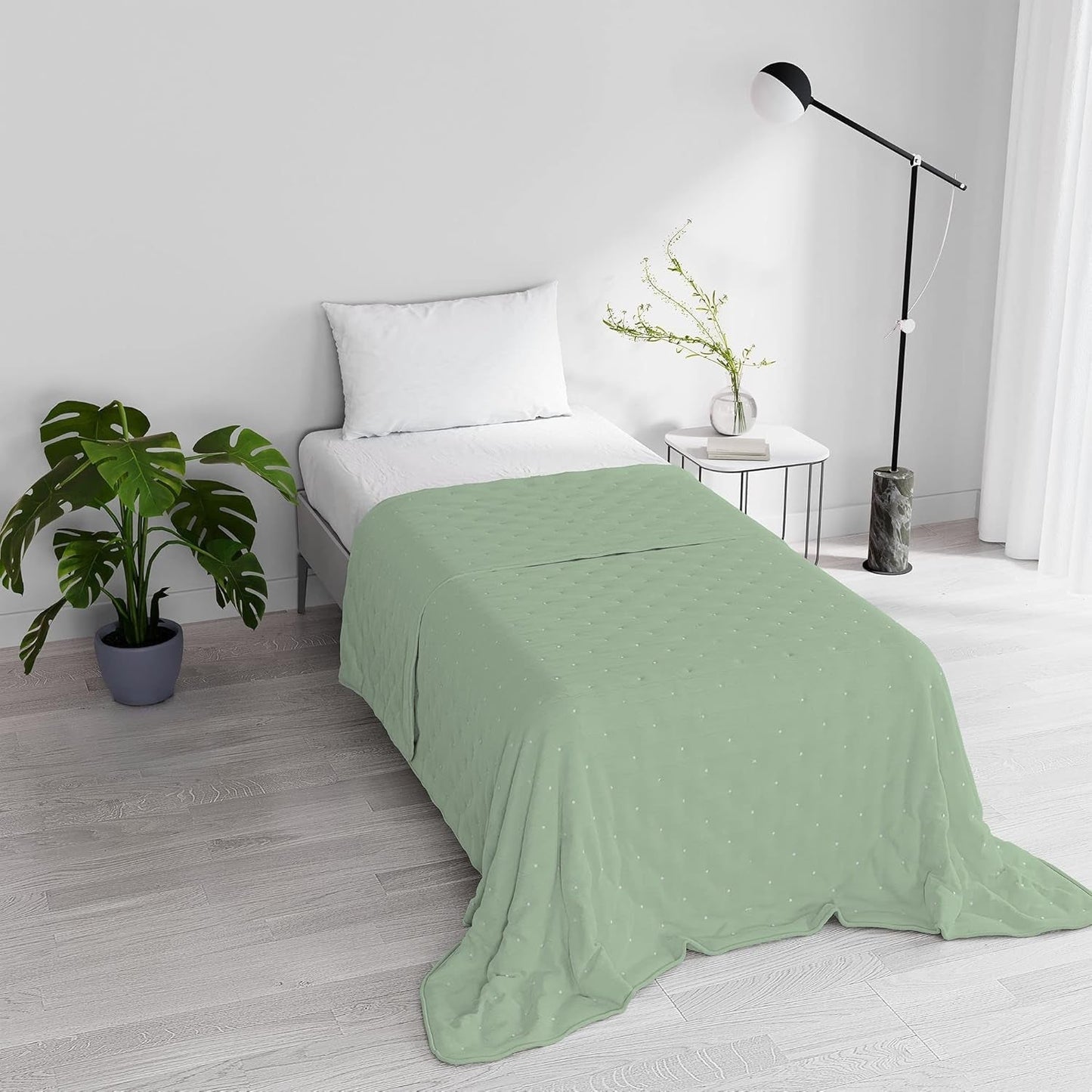 Elegante trapunta estiva, trapuntata, verde, 170X250 cm Trapunte e Trapunte Naty Shop Verdino 170X250Cm
