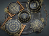 CreaTable, 23588, serie MANDALA GOLD - Nero, set di stoviglie da 12 pezzi, set di piatti in porcellana, lavabile in lavastoviglie e adatto al microonde, produzione di qualità