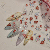 JMEOWIO 3D Nagelsticker Koi Fisch Nail Art Sticker Self-klebend Nagelaufkleber 5D Stereoscopico Decorazione Nageldesign Zubehör 1 Blatt
