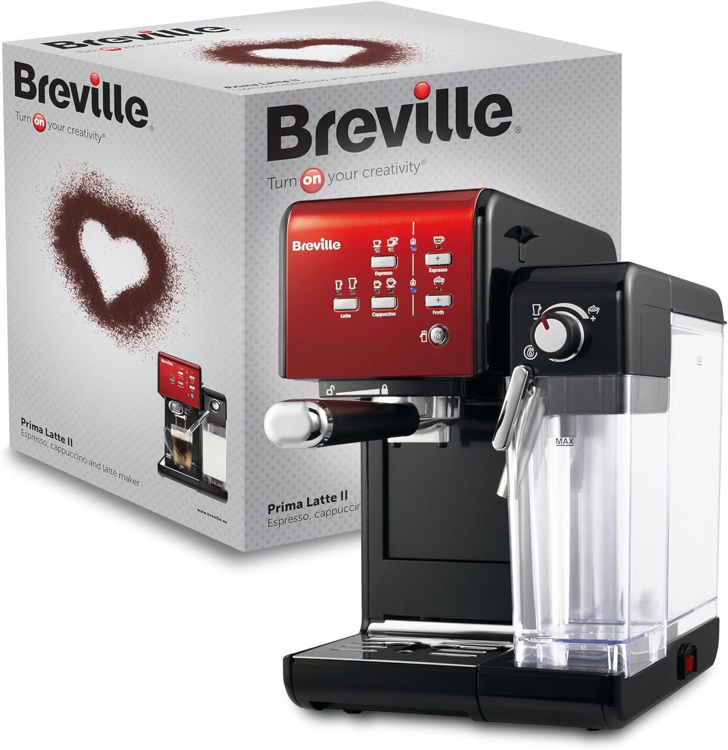 Espresso Breville Prima Latte II | Macchina per latte e cappuccino | Pompa professionale con 15 bar e montalatte | Argento [VCF108X]