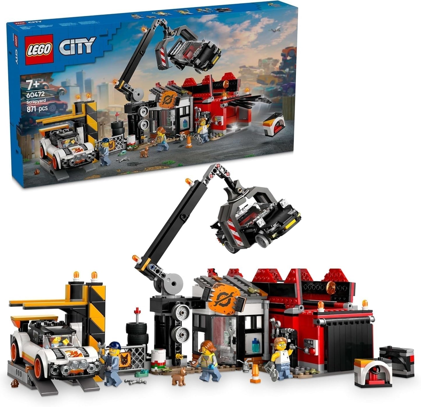 Deposito di rottami LEGO City con macchinine - giocattolo con pressa per rottami e gru, 2 macchinine, 4 minifigure di operai ed edificio per uffici - regali di compleanno per ragazzi e ragazze da 8 anni in su 60472 Set da costruzione Beuche den LEGO-Store Titolo predefinito