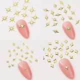 120 pezzi Ciondoli per unghie Stella Oro-Argento Stella Y2K Chiodi Ciondoli per stella in metallo Dimensioni miste Viti per unghie Design per unghie stella Nail art Ciondoli a stella 3D Decorazione per unghie Ciondoli per unghie Accessori per unghie