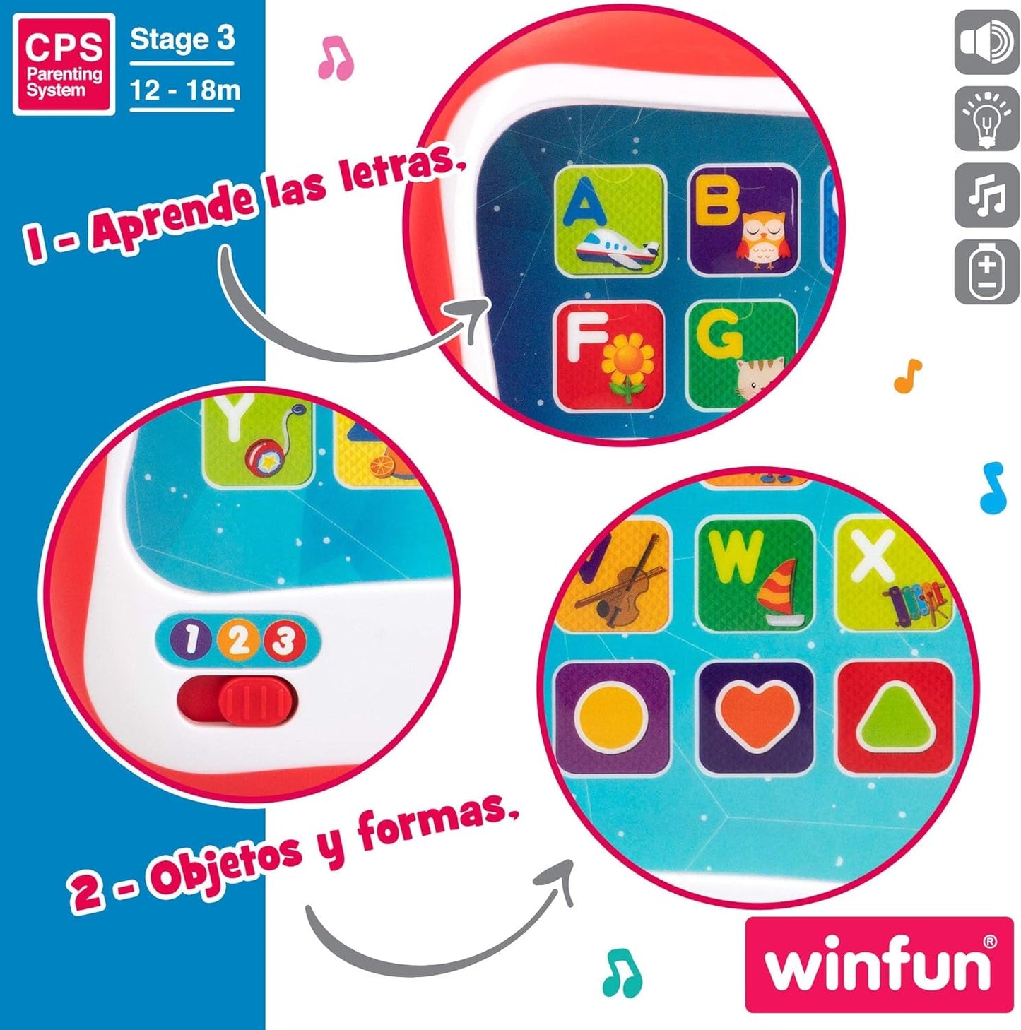 winfun ColorBaby 44256 Vassoio didattico con luci e suoni Giocattoli per bambini Naty Shop