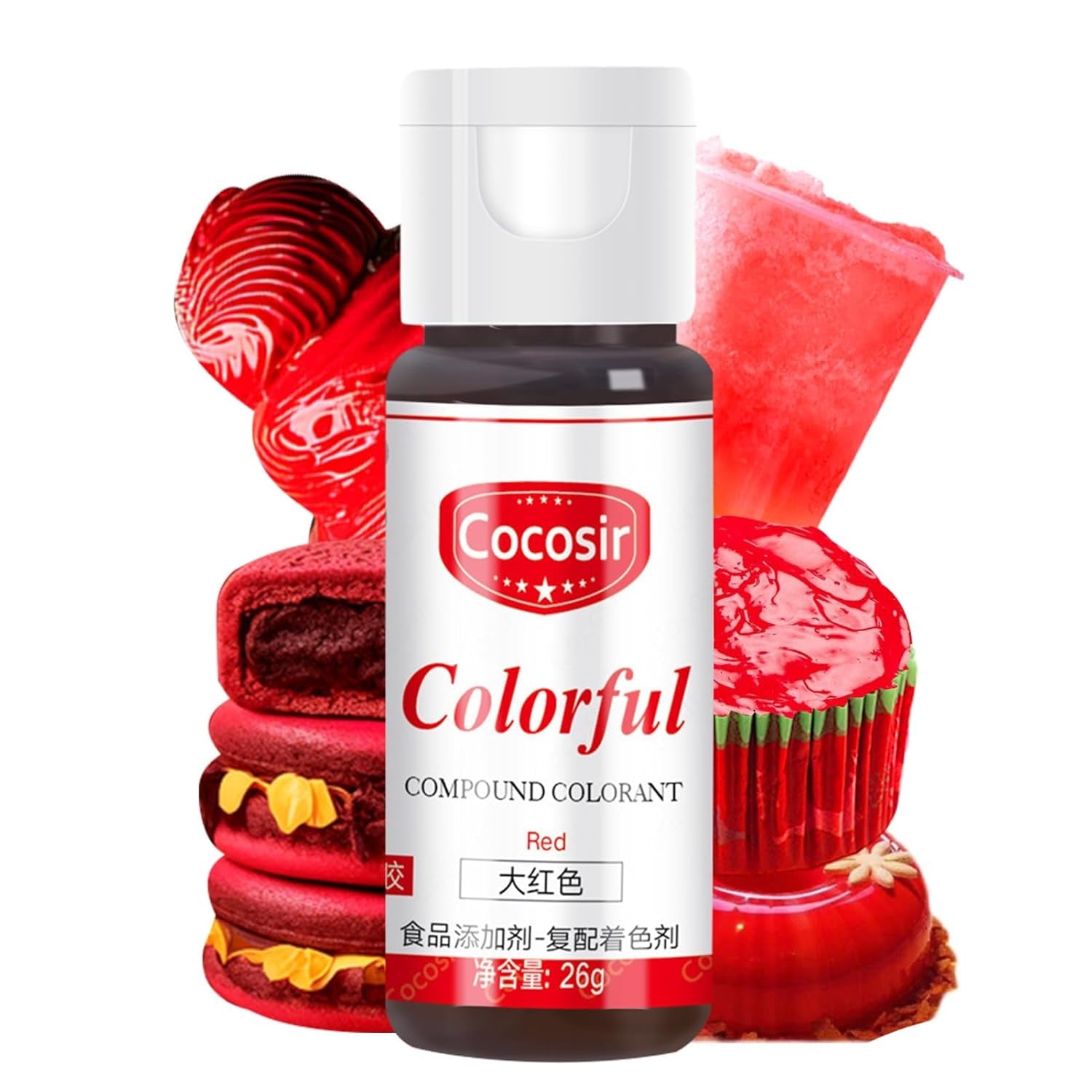 Colorante alimentare rosso, colorante alimentare concentrato da 26 g, colorante alimentare a base di olio, colorante alimentare concentrato senza zucchero, colorante alimentare liquido per cottura al forno - per burro di cacao, crema al burro