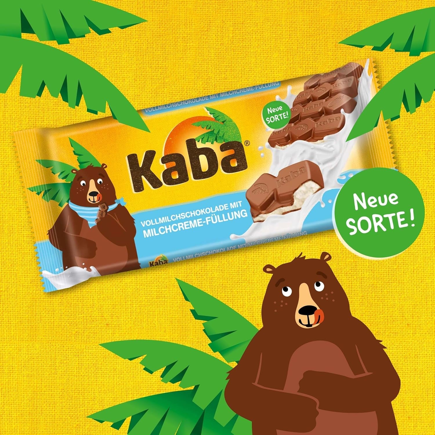 Cioccolato al latte intero e crema al latte Kaba, barretta di cioccolato ripiena, barretta da 90 g, cioccolato fondente con crema al latte leggera e gusto originale Kaba