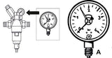Manometro con corna con porta inferiore da 1/4" - Nero - Adatto per filtri controlavaggio con riduttore di pressione - Plastica - Autosigillante con O-ring in PTFE / Manometro / Aria compressa / Manometro / DMMU14