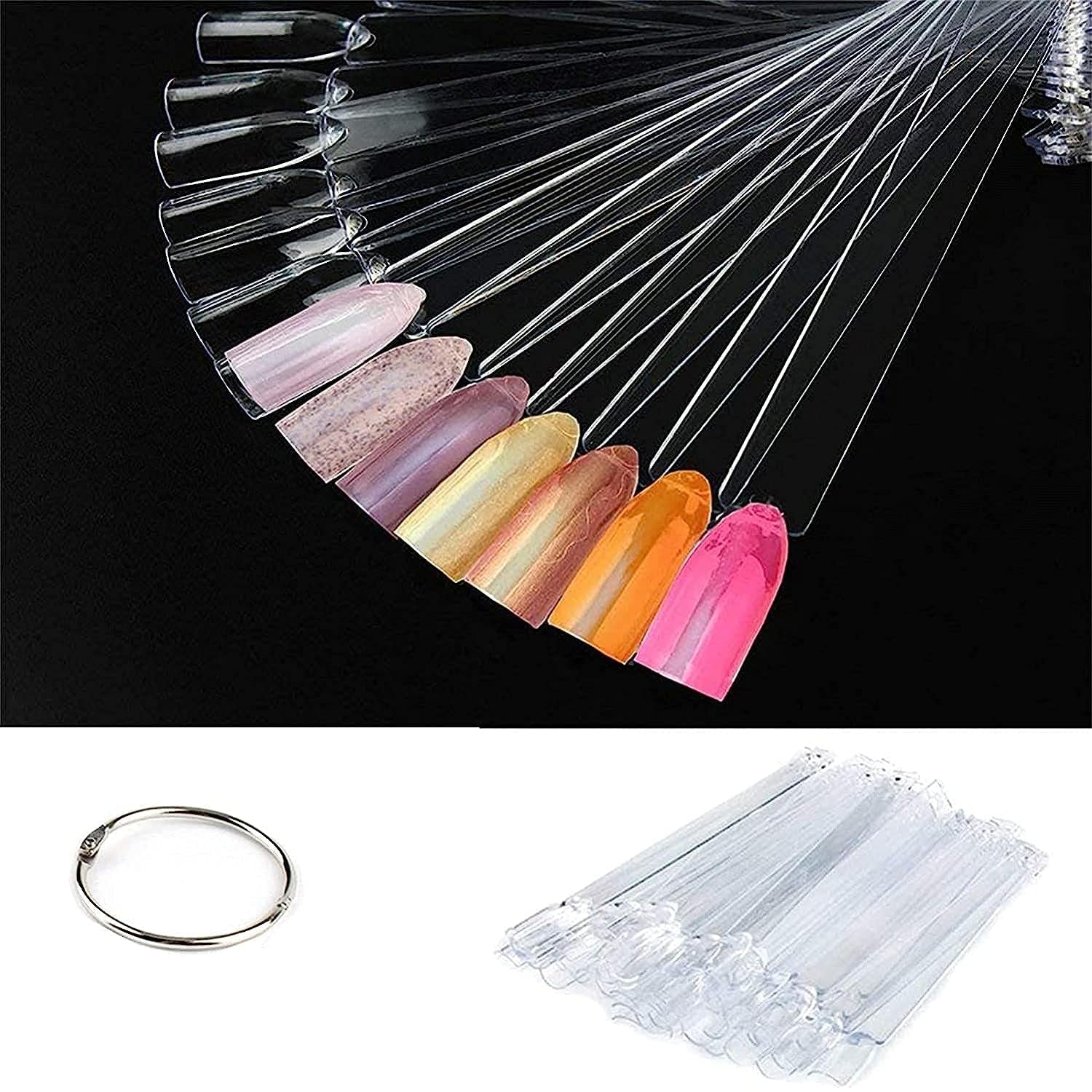 Espositore per unghie, 40 stick di smalto artificiale, capsule, pratico ventaglio, nail art