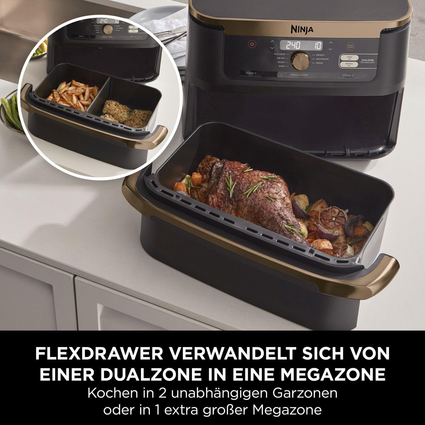 Friggitrice ad aria doppia zona Ninja Foodi Flexdrawer, Elettrodomestici AF500EUCP Naty Shop