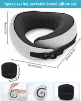 Cuscino per collo da aereo, Cuscino da viaggio in memory foam, Cuscino per collo per adulti, Cuscino da aereo regolabile e lavabile, Cuscino da viaggio ergonomico (Grigio) Cuscini ortopedici cervicali Naty Shop