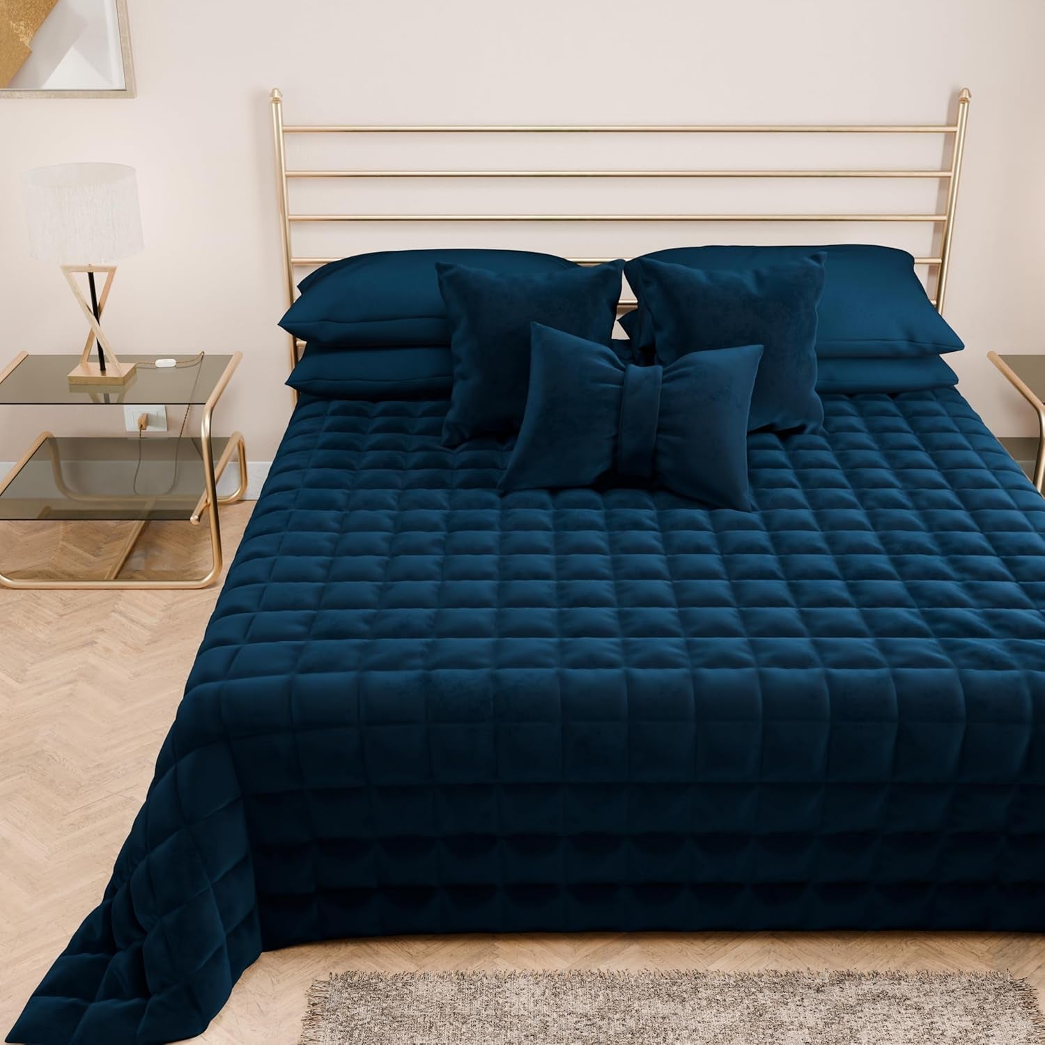 PETTI Artigiani Italiani - Copriletto singolo, copriletto double face, copriletto primaverile, blu notte, bianco, Piumini e trapunte 100% Made in Italy Naty Shop Blu Una Piazza E Mezza
