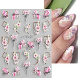 JMEOWIO 3D Nagelsticker Frühling Blume Nail Art Sticker Selbstklebend Nagelaufkleber 5D Stereoscopic Blumen Dekoration Nageldesign Zubehör 4 Blatt