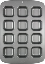 CSB106 Quadratische Antihaftbeschichtete Backform Mit 12 Minilöchern Aus Karbonstahl, Edelstahl, Silver, 37.3 X 26.1 X 3.1 Cm Stampi e vassoi per dolci Naty Shop