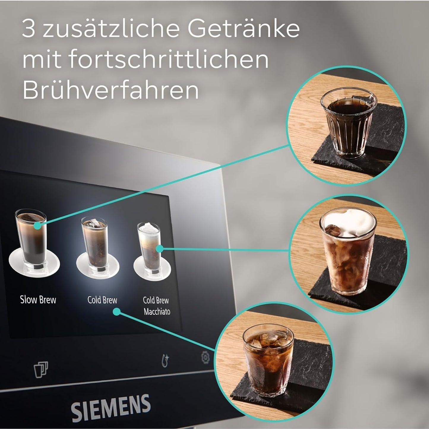 Macchina per caffè espresso automatica Siemens EQ700 classic TP715D01, controllo tramite app, cold brew, display touch intuitivo, fino a 10 creazioni di caffè individuali come preferite, pulizia automatica a vapore, 1500 W, grigio argento