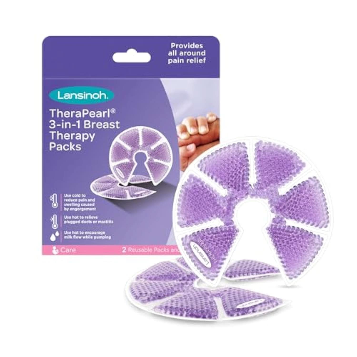 Lansinoh Therapearl Terapia del seno 3 in 1 per mamme che allattano, Terapia del caldo e del freddo, Aiuta ad alleviare ingorghi, mastiti e dotti ostruiti, Alimenti riutilizzabili e Accessori per l'allattamento Bebe Naty Shop