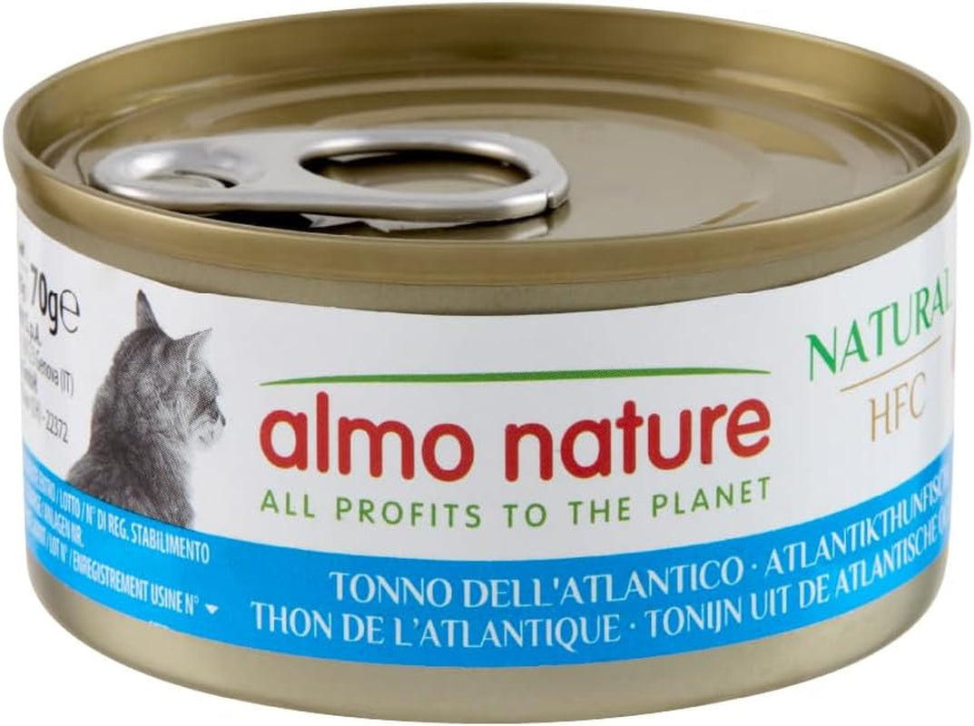 Almo Nature HFC Natural - Alimento umido per gatti adulti - Tonno Atlantico - Qualità umana, Senza glutine e Monoproteico - 6 x 70g