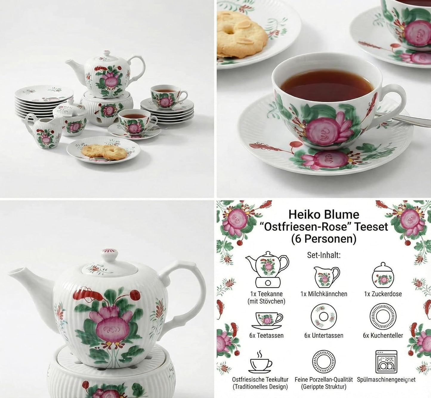 Servizio da tè alla rosa tea della Frisia orientale