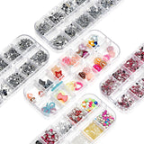 Kit di strass per unghie da 10 scatole, accessori multifunzionali con 1 pinzetta, diamanti decorativi, cristalli, perle, gemme, colorati, misti, occhi di cavallo, pietre metalliche, per decorazioni nail art fai da te