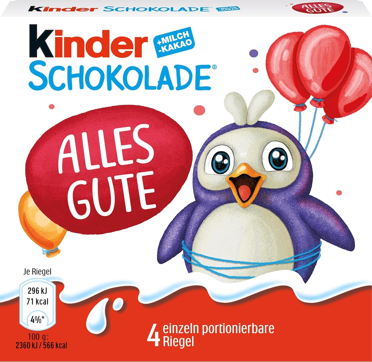 Kinder Chocolate (20 x 50 g) - Regalo di San Valentino per lui e per lei, dolci di Carnevale e Martedì Grasso - Barrette di cioccolato al latte ripiene - 20 confezioni da 4 barrette individuali ciascuna