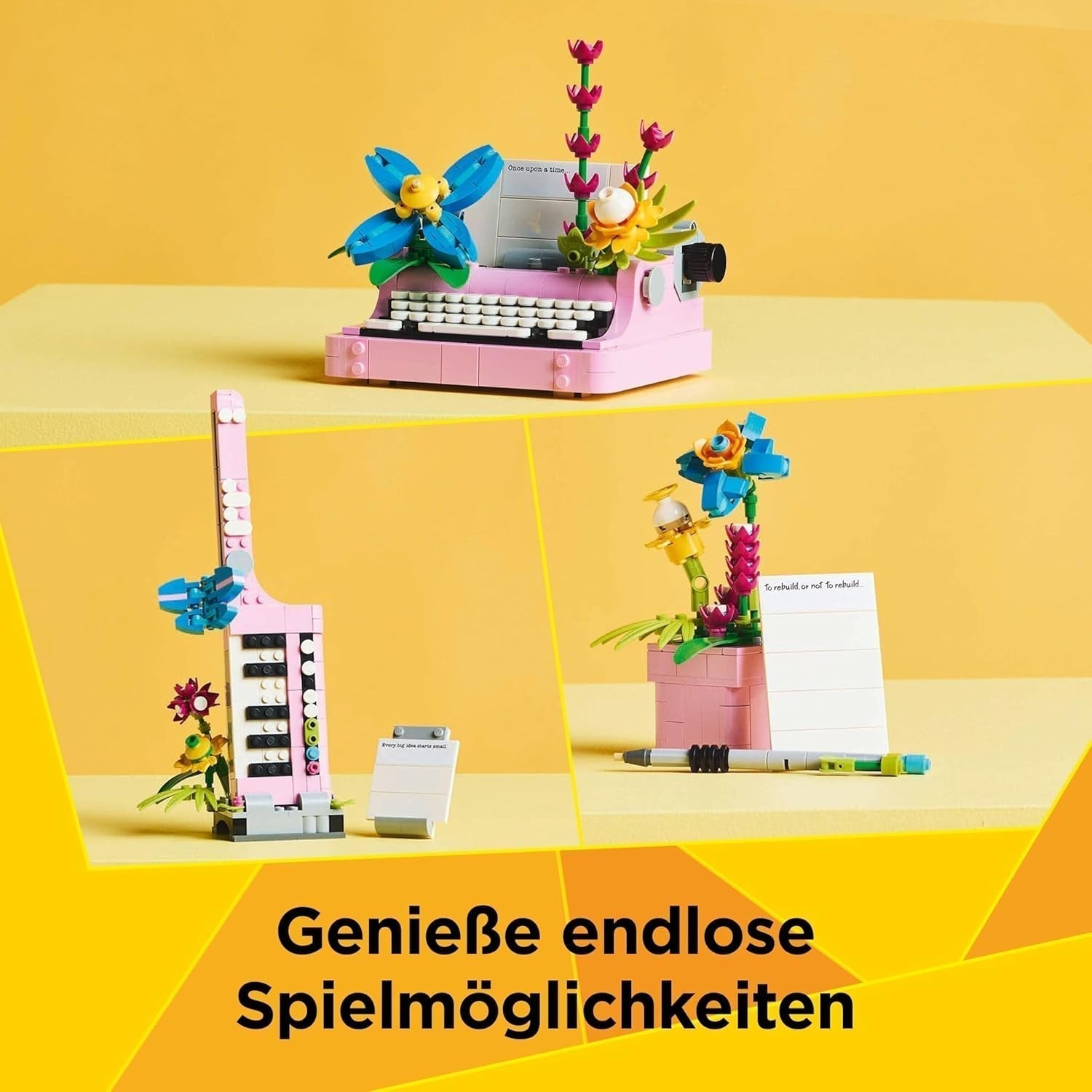 Macchina da scrivere LEGO Creator 3In1 con fiori - giocattolo trasformabile in modello Keytar o in vaso da fiori con quaderno e penna - set di costruzione - regalo per ragazze e ragazzi a partire da 8 anni 31169 Set di costruzione Besuche den LEGO-Store