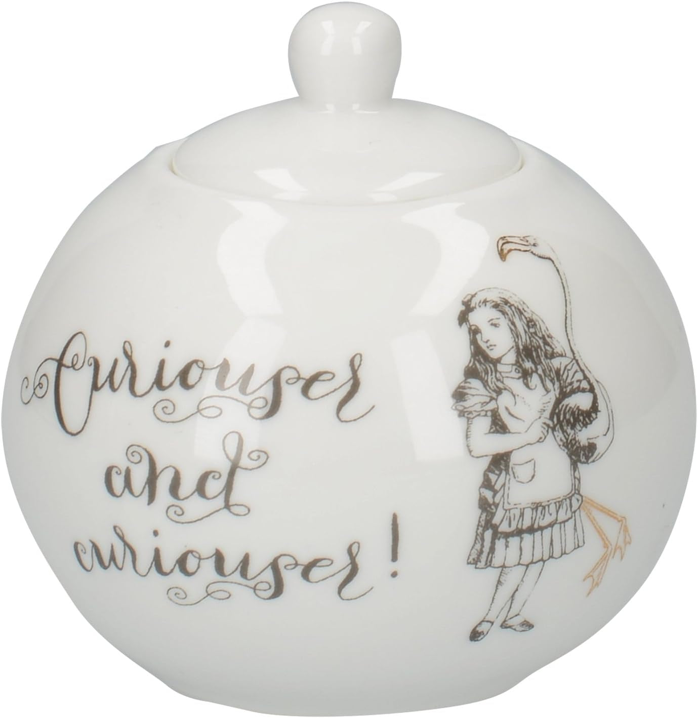 Teiera e lattiera in fine porcellana Alice nel Paese delle Meraviglie, ciotola e lattiera in porcellana in una lussuosa confezione regalo