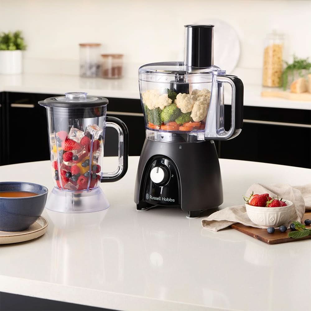 Robot da cucina Russell Hobbs [frullatore/tritaverdure/frullatore da tavolo/tritatutto/frullatore] robot da cucina (impastare, mescolare e affettare), carbone opaco Kitchen Naty Shop