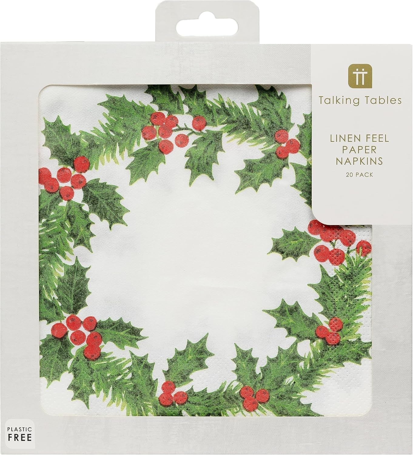Talking Tables 20 tovaglioli di carta natalizi XL con motivo agrifoglio | Salviette usa e getta di lusso | Riutilizzabile | Ideale per cene e cene di Natale | Alta qualità | 40x40 cm