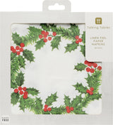 Talking Tables 20 tovaglioli di carta natalizi XL con motivo agrifoglio | Salviette usa e getta di lusso | Riutilizzabile | Ideale per cene e cene di Natale | Alta qualità | 40x40 cm