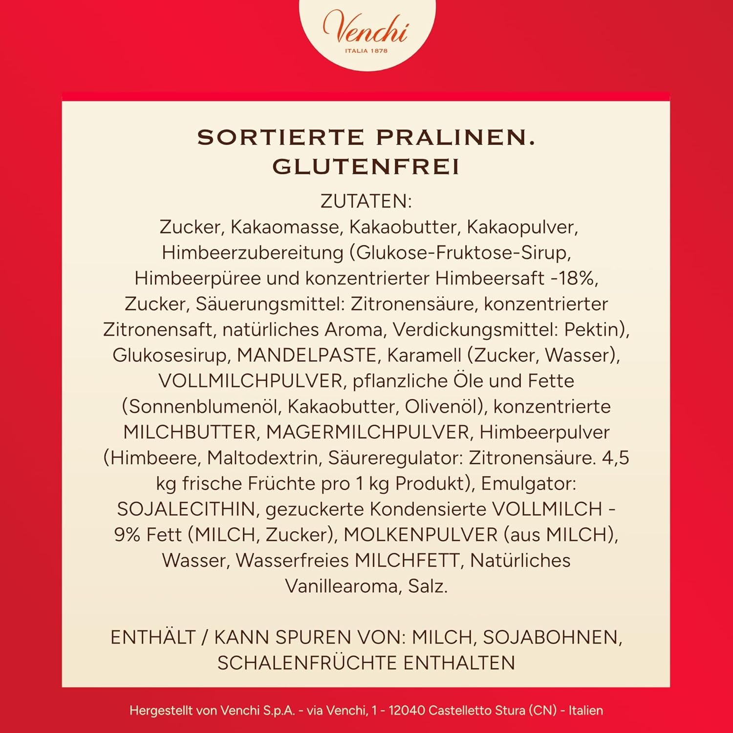 Venchi - Scatola da 9 Cioccolatini Assortiti, 175g, Senza Glutine, Senza Coloranti né Conservanti, Idea Regalo San Valentino