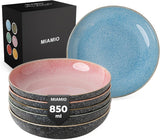 MIAMIO - Piatti Piani, Set da 6 (850ml) / Piatti Pasta Grandi e Fondi, Set Piatti per 6, Insalatiera in Ceramica / Lavabili in Lavastoviglie e Utilizzabili nel Microonde - Collezione Las Palmitas