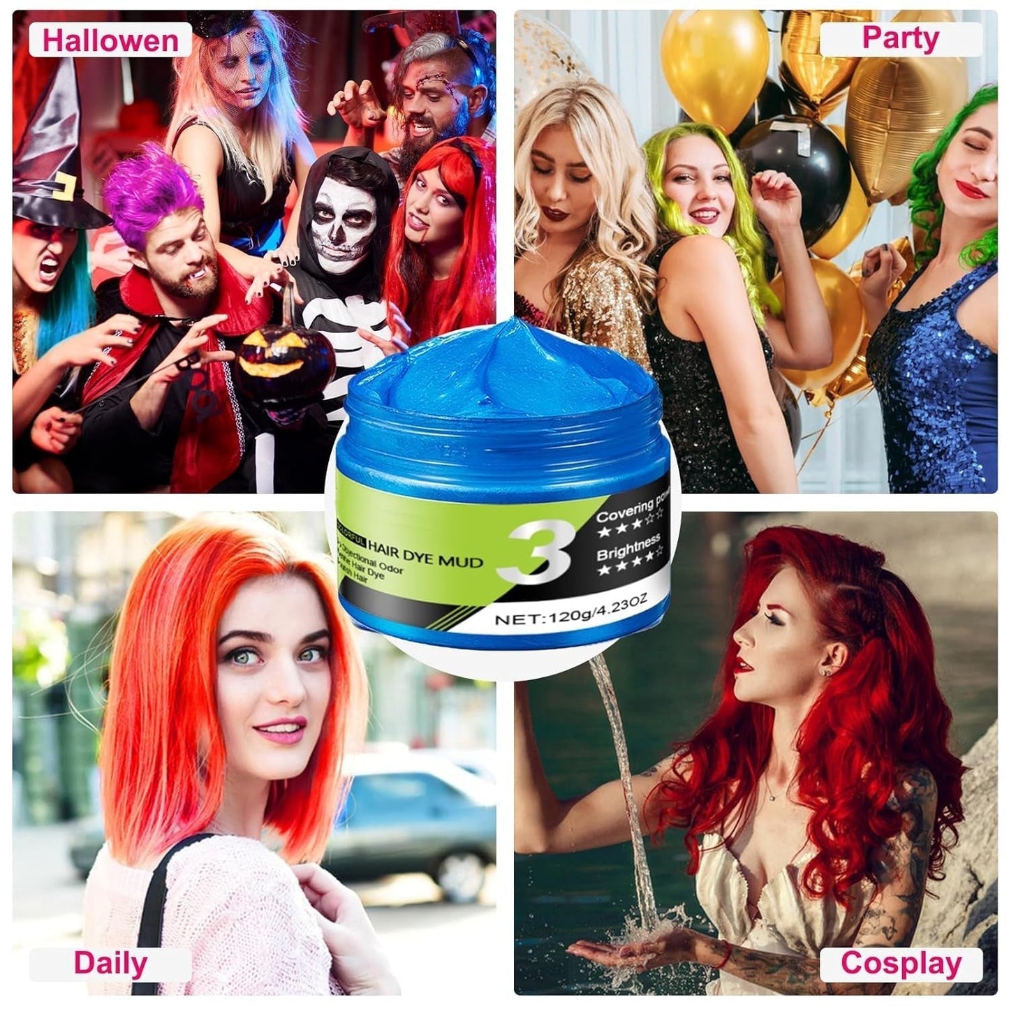 Cera Per Capelli Blu Temporaneo Spray Per Capelli Blu Colore Crazy Blue Lavabile Per Capelli Tintura Per Capelli Istantanea Colore Naturale Per Capelli Styling Capelli Per Uomini Donne Feste Naty Shop Tinture Per Capelli