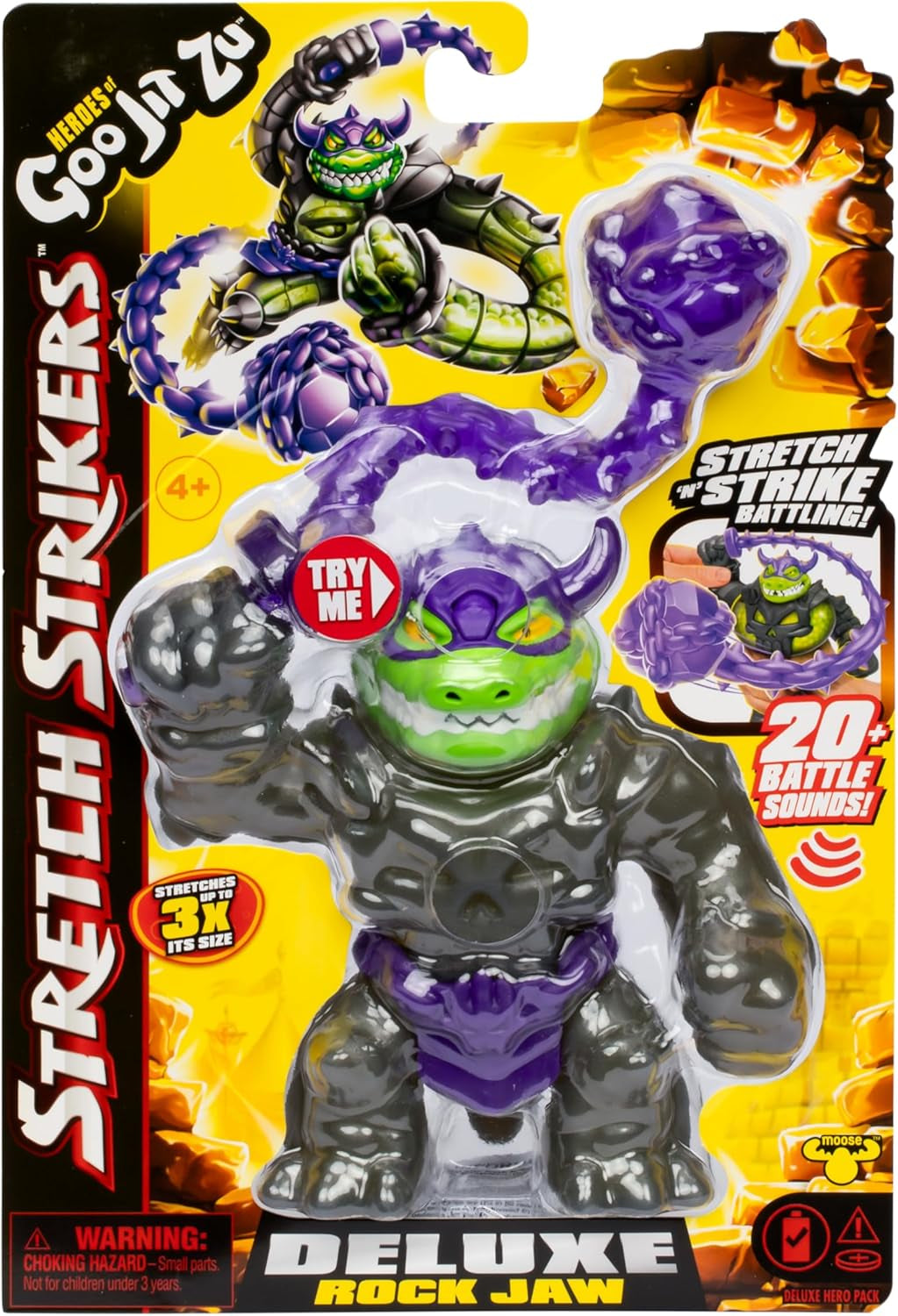 Heroes of Goo Jit Zu Stretch Strikers Deluxe Hero Pack Rock Jaw Action Figure estensibile con oltre 20 fantastiche action figure di equipaggiamento da combattimento Naty Shop