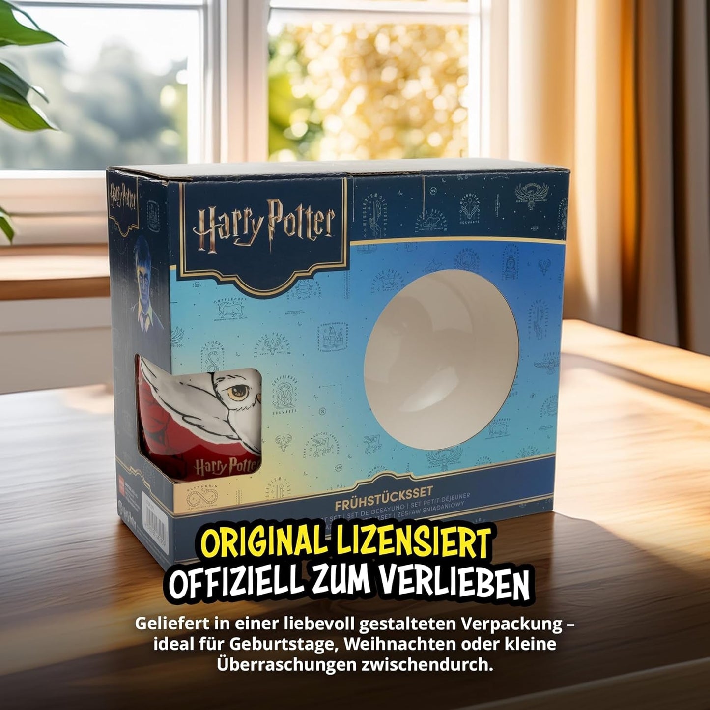 Set stoviglie Harry Potter 3 pezzi, rosso, set colazione in porcellana con piatto Ø 19 cm, tazza 220 ml e ciotola 330 ml, set stoviglie